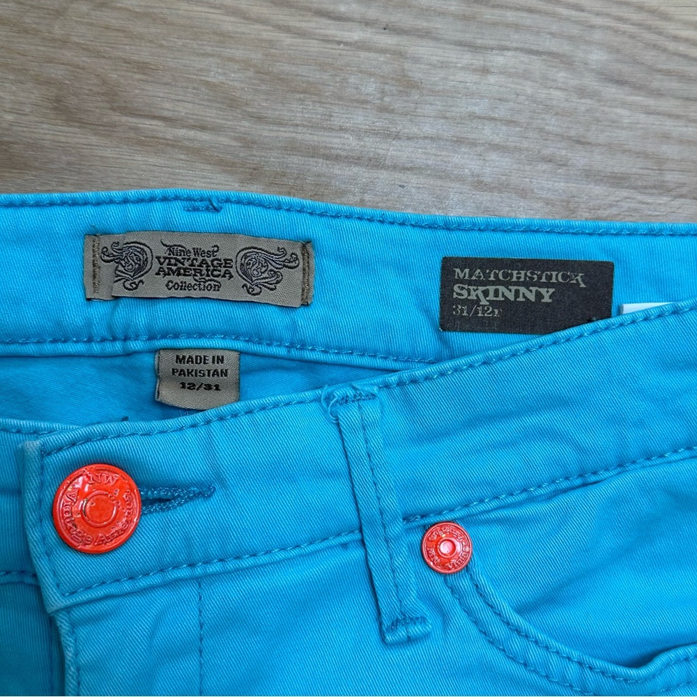 Nine West Matchstick Skinny Bright Blue Cropped Pants - Picture 4 of 8